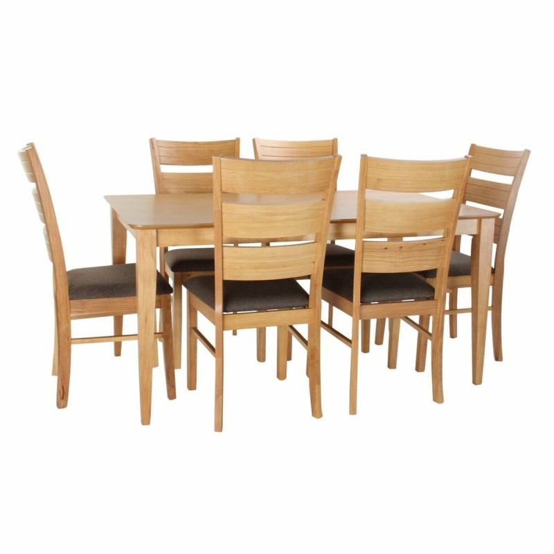 Ensemble Table + 6 Chaises DKD Home Decor Marron Clair Chêne Bois MDF (98 cm) (150 x 90 x 74 cm) - Acheter à 707,47 € seulement 