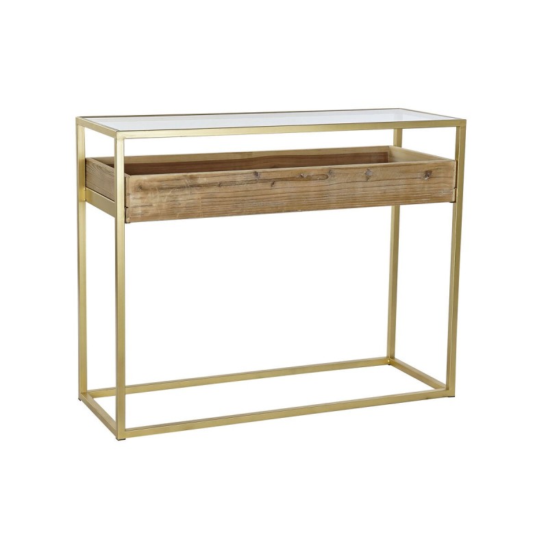 Console DKD Home Decor Verre Naturel Doré Métal Bois Tropical (100 x 38 x 80 cm) - Acheter à 285,38 € seulement chez Collector's