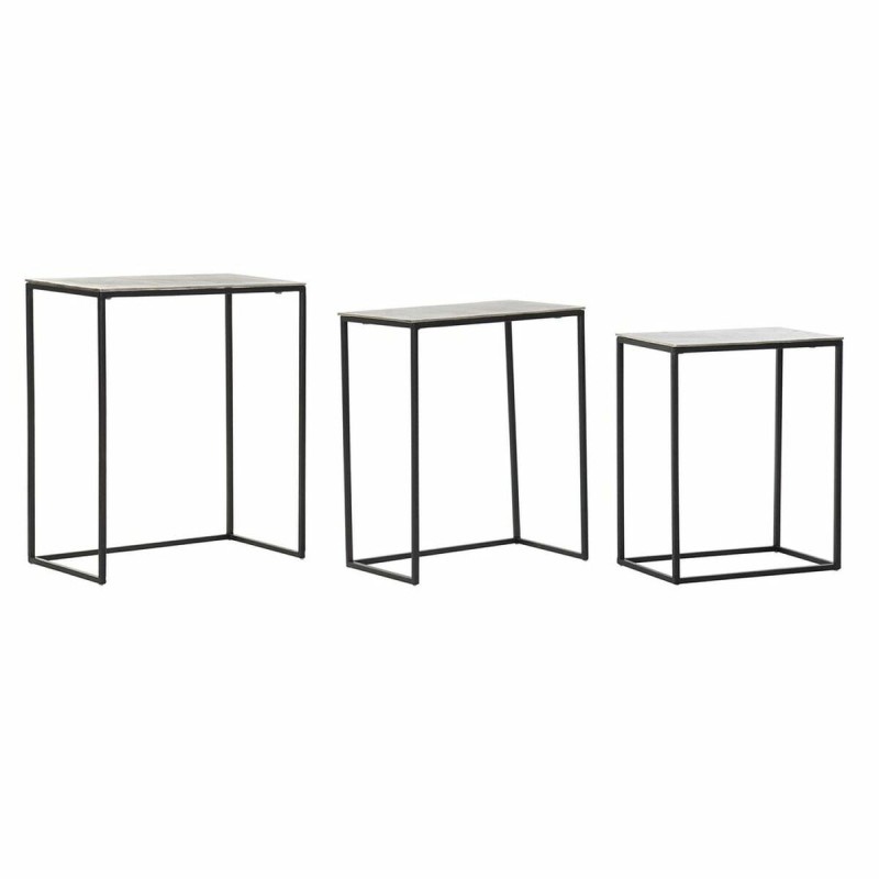 Set de 3 Tables Gigognes DKD Home Decor Argenté Noir Métal Aluminium Moderne (50,5 x 28,5 x 59 cm) (1) (3 pcs) (3 Unités) - Ache