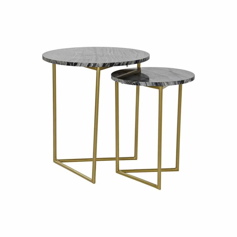 Set de 2 Tables Gigognes DKD Home Decor Noir Doré Métal Marbre (40 x 40 x 45 cm) (2 pcs) - Acheter à 125,45 € seulement chez Col