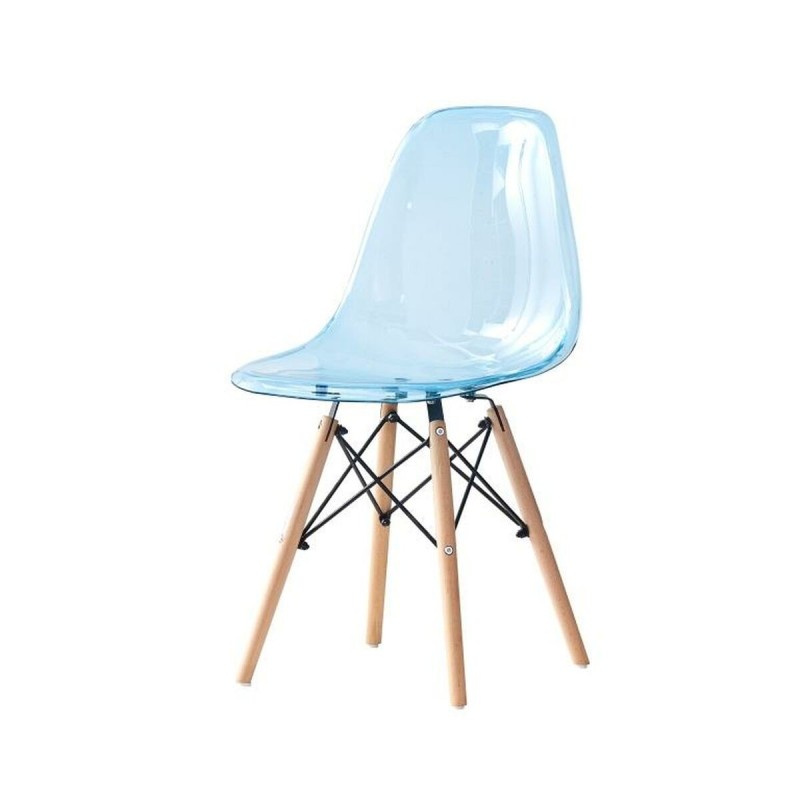 Chaise de Salle à Manger DKD Home Decor Naturel Bleu PVC Bouleau (50 x 46 x 83,5 cm) - Acheter à 43,25 € seulement chez Collecto