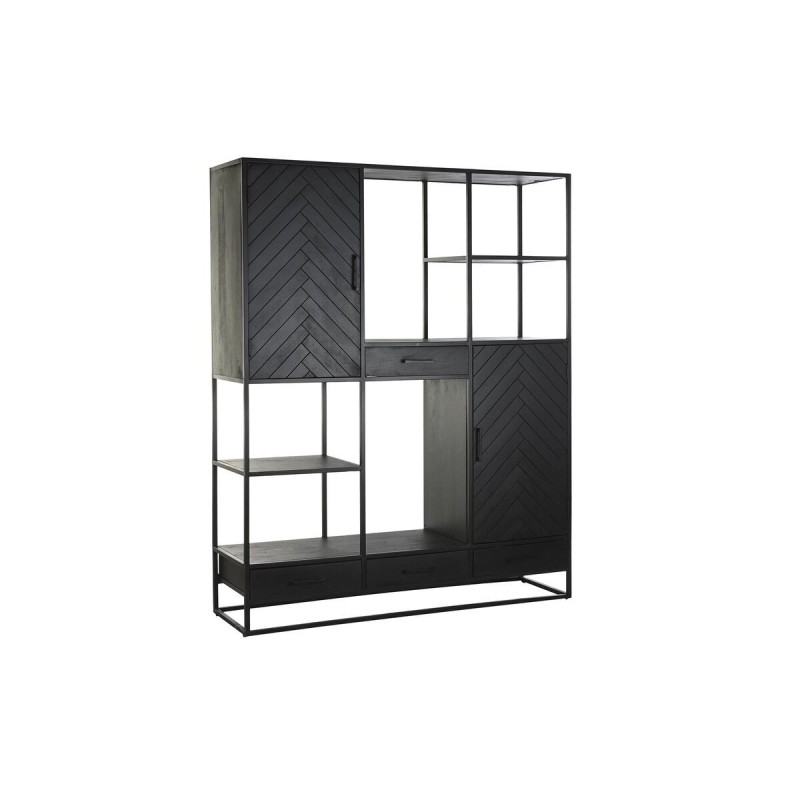 Étagère DKD Home Decor Noir Métal Bois de manguier 4 Etagères (160 x 45 x 200 cm) - Acheter à 1 032,59 € seulement chez Collecto