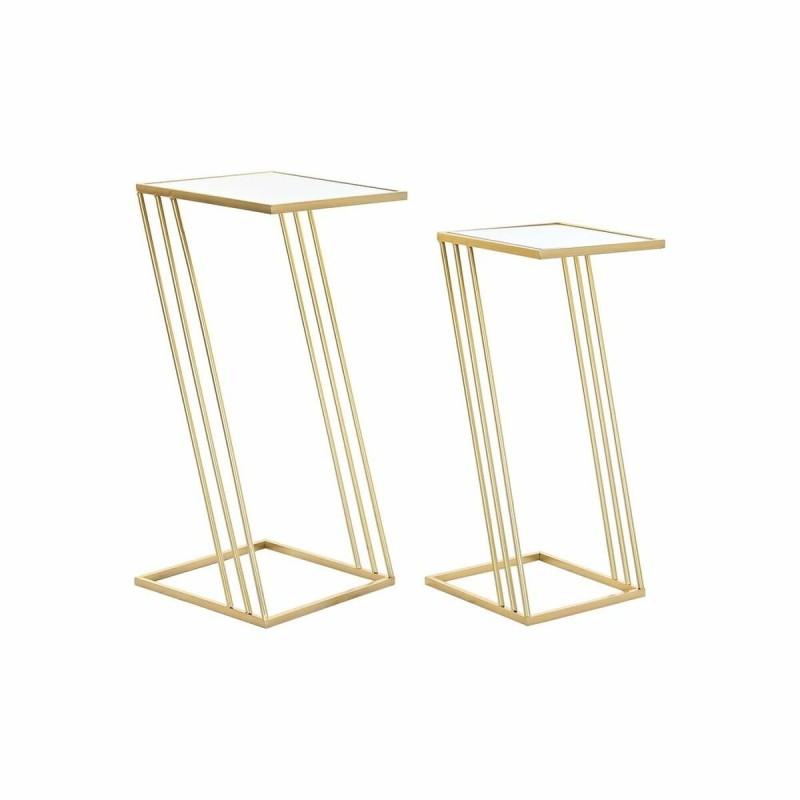 Set de 2 Tables Gigognes DKD Home Decor Miroir Doré Métal (33 x 33 x 72 cm) (2 pcs) - Acheter à 92,33 € seulement chez Collector