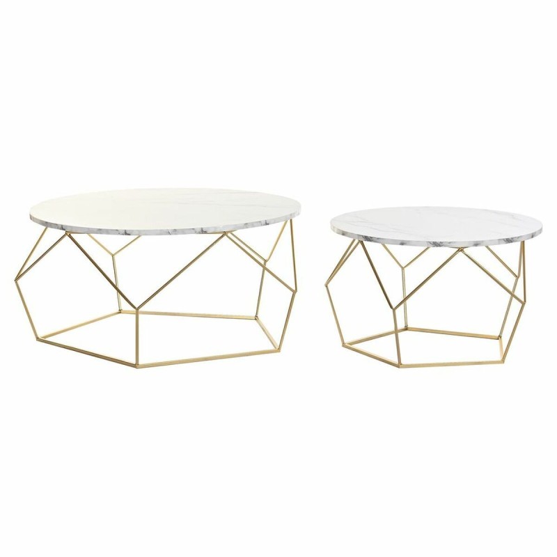 Set de 2 Tables Gigognes DKD Home Decor Doré Métal MDF (80 x 80 x 42 cm) (2 pcs) - Acheter à 205,40 € seulement chez Collector's