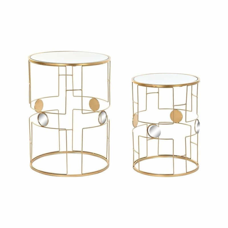 Set de 2 Tables Gigognes DKD Home Decor Miroir Doré Métal (40 x 40 x 54,5 cm) (2 pcs) - Acheter à 109,76 € seulement chez Collec