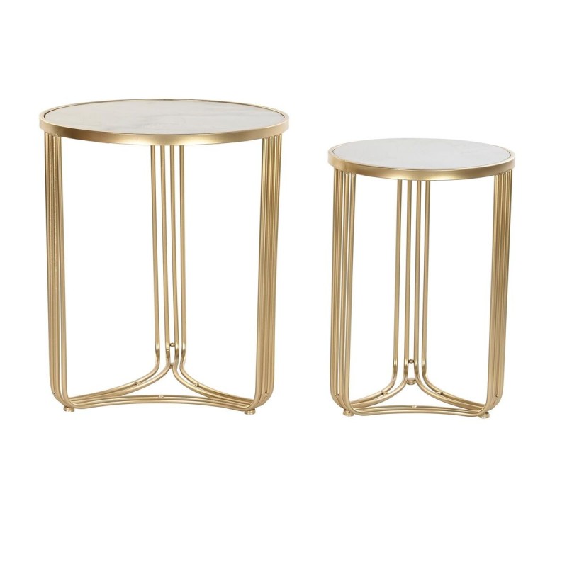 Jeu de 2 tables DKD Home Decor Doré Métal Blanc Marbre (47,5 x 47,5 x 56 cm) - Acheter à 154,42 € seulement chez Collector's Bou