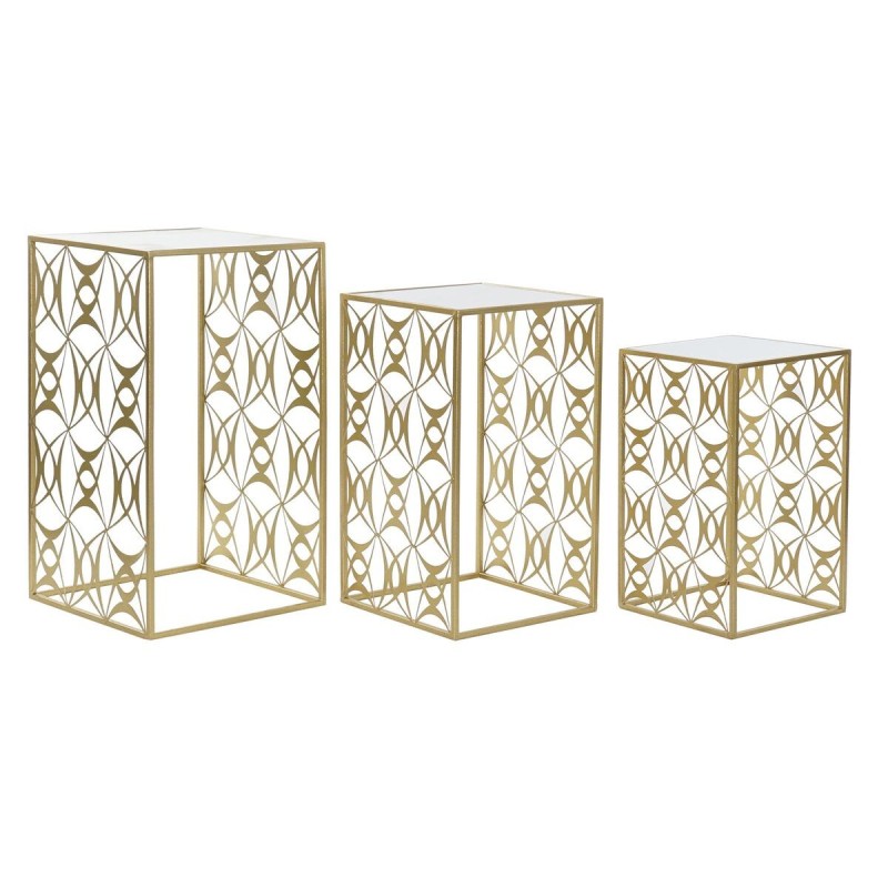 Jeu de 3 tables DKD Home Decor Miroir Doré Métal (40 x 40 x 70 cm) - Acheter à 160,72 € seulement chez Collector's Boutique