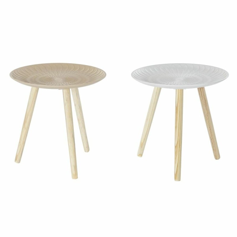 Table d'appoint DKD Home Decor Sapin Beige MDF Blanc Oriental (44 x 44 x 45 cm) (2 Unités) - Acheter à 35,32 € seulement chez Co