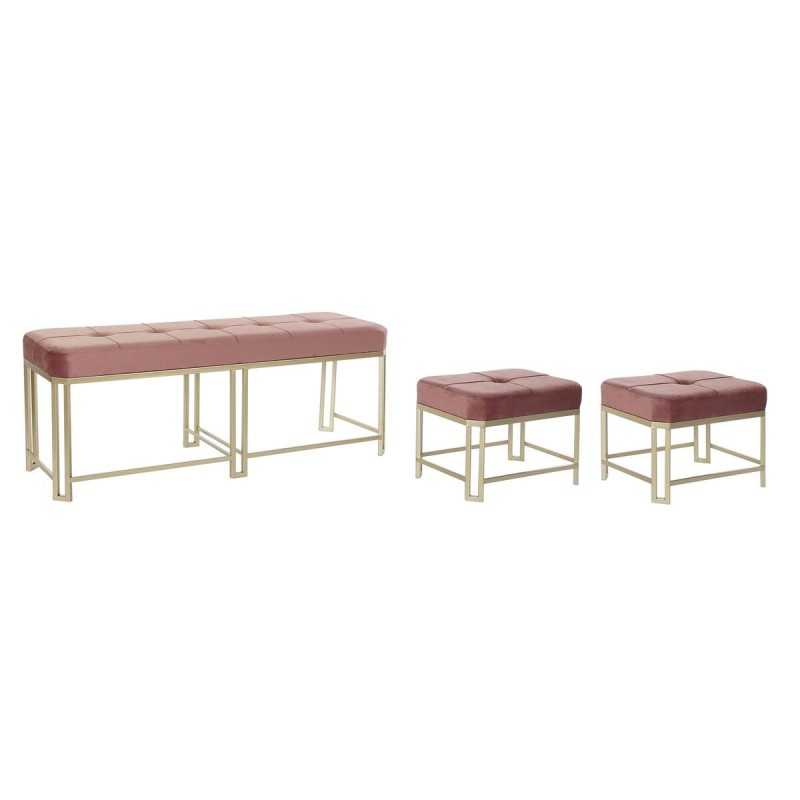 Banquette DKD Home Decor   Rose Métal Velours (120 x 40 x 46 cm) - Acheter à 245,12 € seulement chez Collector's Boutique