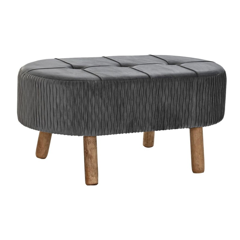 Banquette DKD Home Decor   Naturel Bois Velours Gris foncé (80 x 46 x 38 cm) - Acheter à 103,90 € seulement chez Collector's Bou