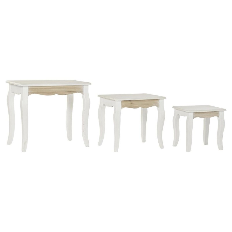 Jeu de 3 tables DKD Home Decor Naturel Bois MDF Blanc (53 x 35 x 47 cm) - Acheter à 103,97 € seulement chez Collector's Boutique