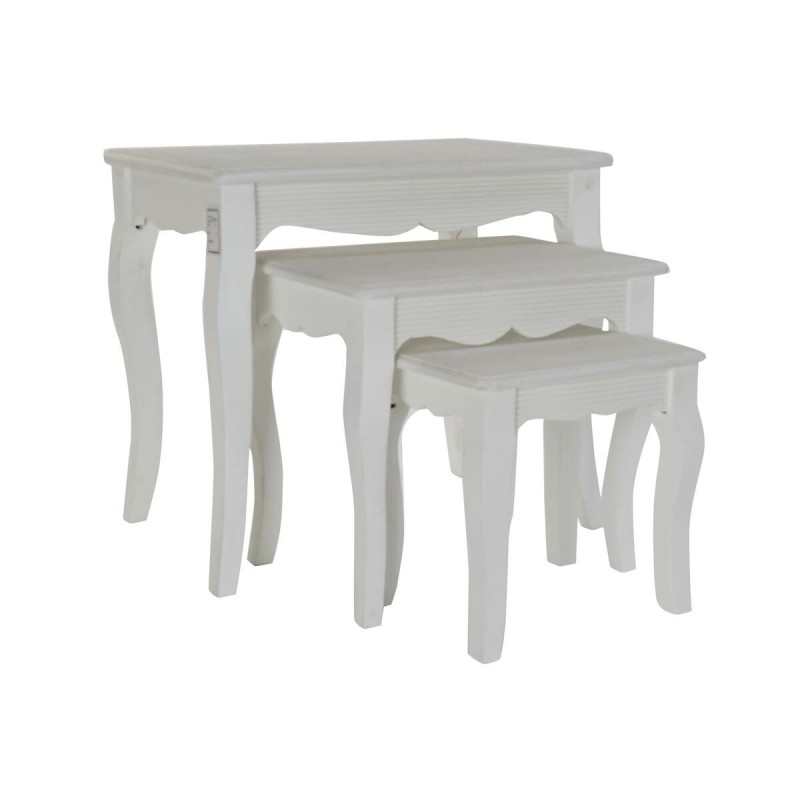 Set de 3 Tables Gigognes DKD Home Decor Bois MDF Blanc Traditionnel (53 x 35 x 47 cm) - Acheter à 103,97 € seulement chez Collec