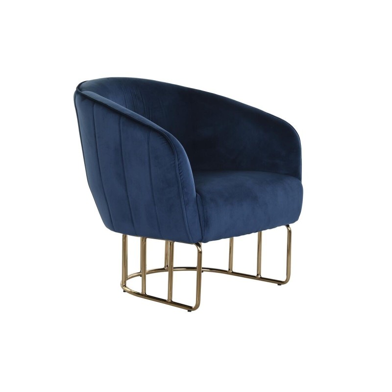 Fauteuil DKD Home Decor Doré Métal Polyester Blue marine (76 x 70 x 74 cm) - Acheter à 195,04 € seulement chez Collector's Bouti