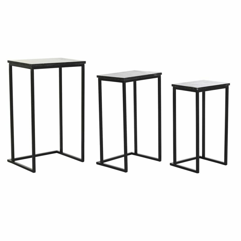 Set de 3 Tables Gigognes DKD Home Decor Noir Métal Marbre Moderne (40 x 26 x 65 cm) (3 pcs) - Acheter à 116,00 € seulement chez 