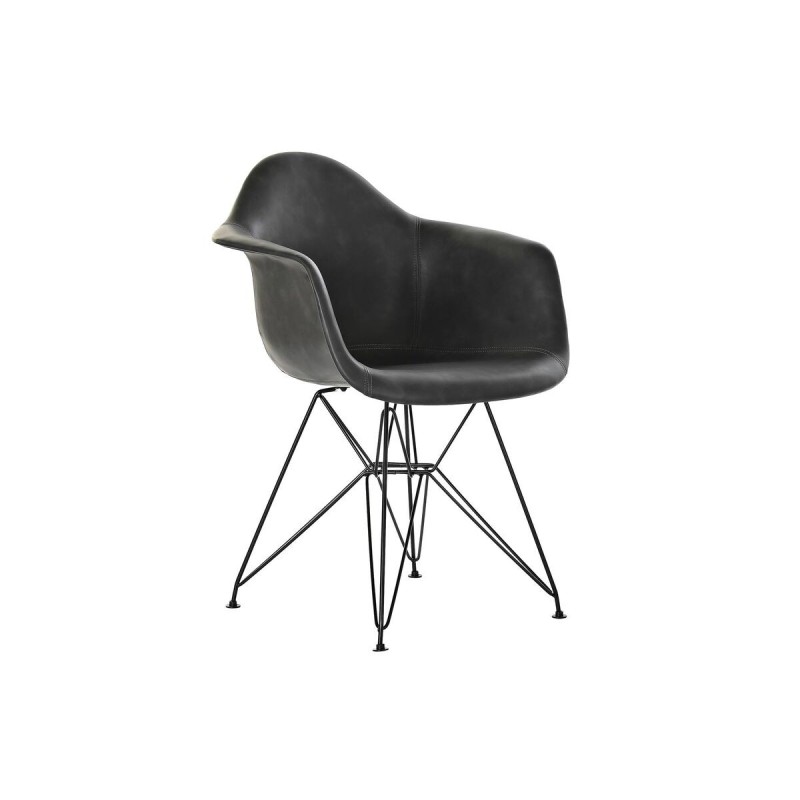 Chaise à Accoudoirs DKD Home Decor Gris foncé Métal PU (64 x 59 x 84 cm) - Acheter à 145,20 € seulement chez Collector's Boutiqu