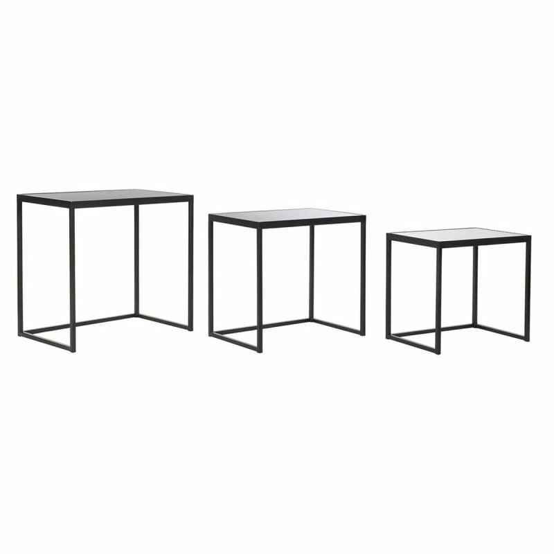 Set de 3 Tables Gigognes DKD Home Decor Verre Noir Métal (58 x 36,5 x 53,5 cm) (3 pcs) - Acheter à 238,08 € seulement chez Colle