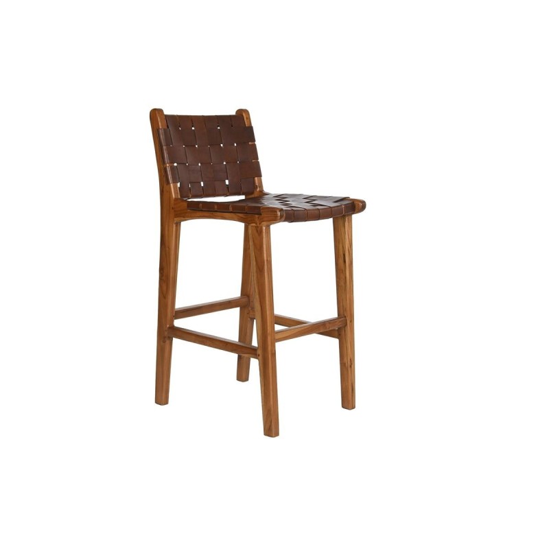 Tabouret DKD Home Decor Teck Marron Cuir (41 x 53 x 90 cm) - Acheter à 242,57 € seulement chez Collector's Boutique