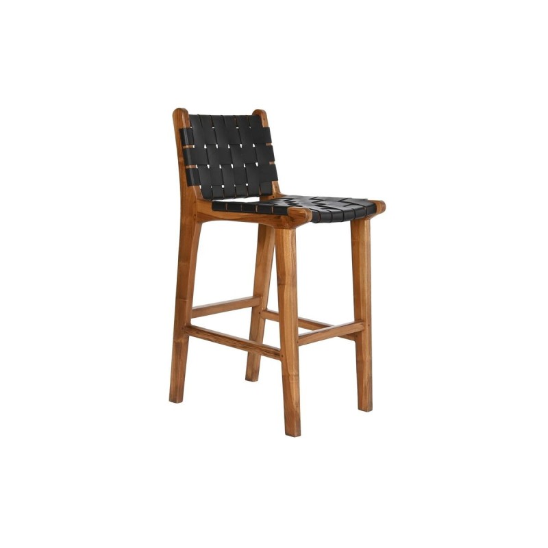 Tabouret DKD Home Decor Teck Noir Cuir (41 x 53 x 90 cm) - Acheter à 242,57 € seulement chez Collector's Boutique