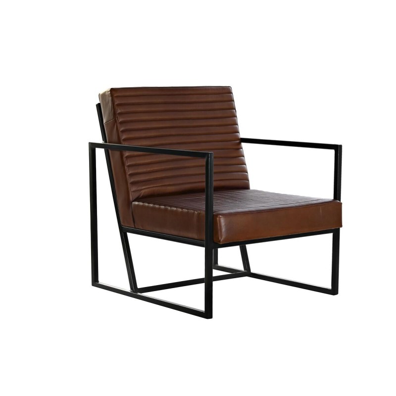 Siège DKD Home Decor Noir Métal Marron Cuir (75 x 89 x 90 cm) - Acheter à 399,54 € seulement chez Collector's Boutique