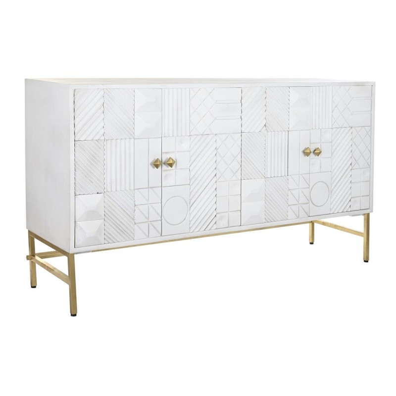 Buffet DKD Home Decor Losanges Blanc Laiton Bois de manguier (157 x 43 x 84 cm) - Acheter à 758,71 € seulement chez Collector's 