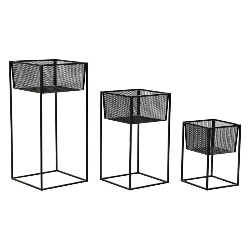 Set de pots DKD Home Decor Noir Acier (28 x 28 x 60 cm) - Acheter à 113,82 € seulement chez Collector's Boutique