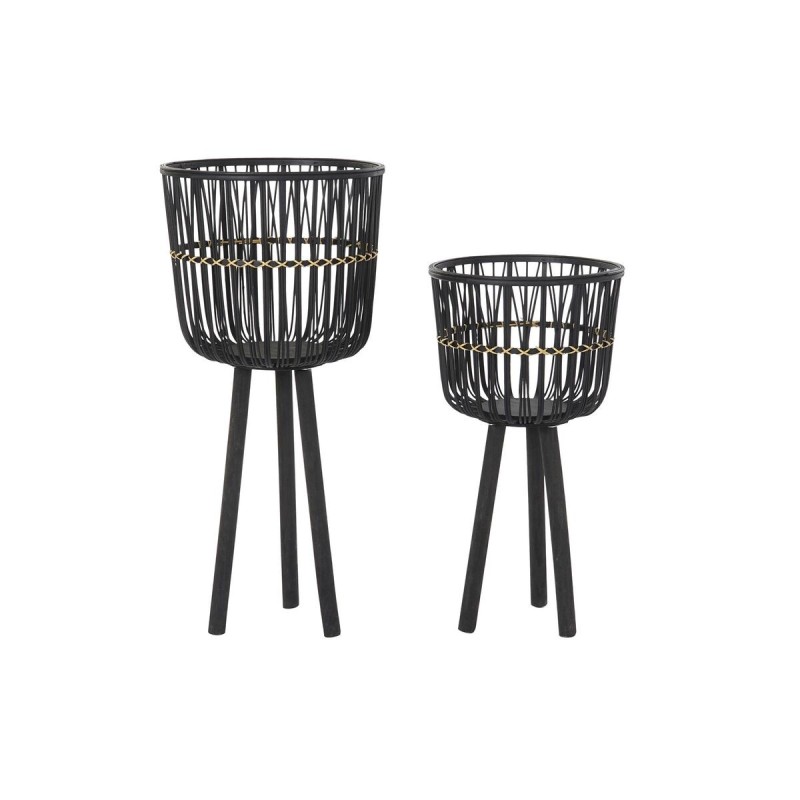 Set de pots DKD Home Decor Noir Colonial Bambou (36 x 36 x 78 cm) - Acheter à 65,05 € seulement chez Collector's Boutique