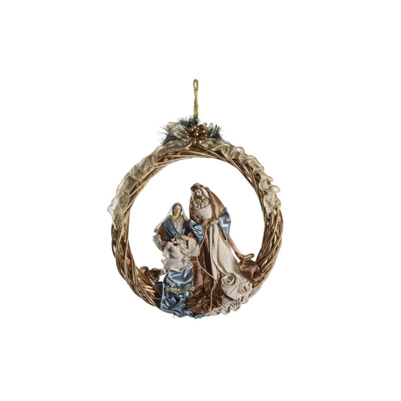 Crèche de Noël DKD Home Decor Bleu Doré Polyester Couronne (30 x 5 x 30 cm) - Acheter à 58,66 € seulement chez Collector's Bouti