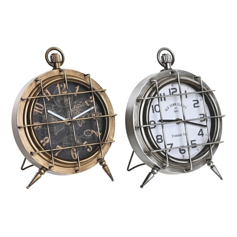 Horloge de table DKD Home Decor Mappemonde Verre Argenté Noir Doré Blanc Fer (22 x 17 x 29 cm) (2 Unités) - Acheter à 47,39 € se