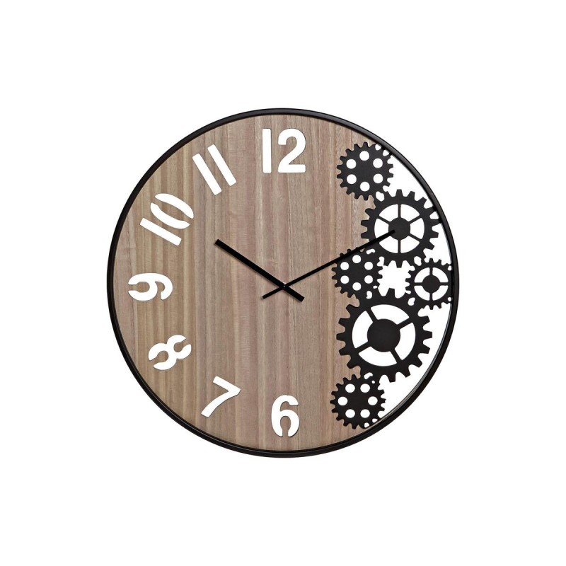 Horloge Murale DKD Home Decor Bois Naturel Noir Fer Engrenage (60 x 4 x 60 cm) - Acheter à 58,04 € seulement chez Collector's Bo