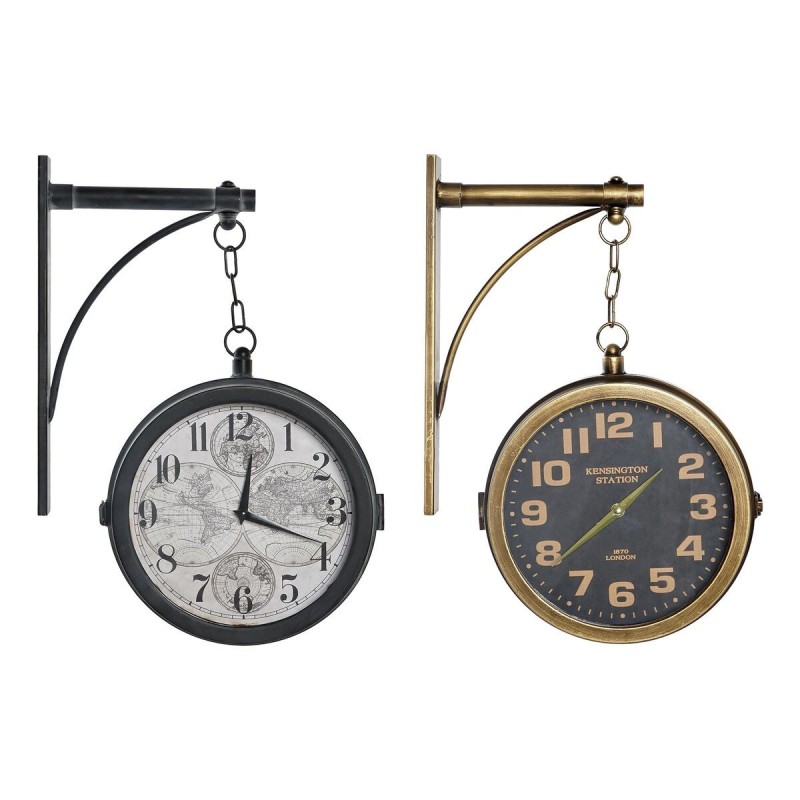 Horloge Murale DKD Home Decor Verre Noir Doré Fer (32 x 9 x 47 cm) - Acheter à 86,64 € seulement chez Collector's Boutique