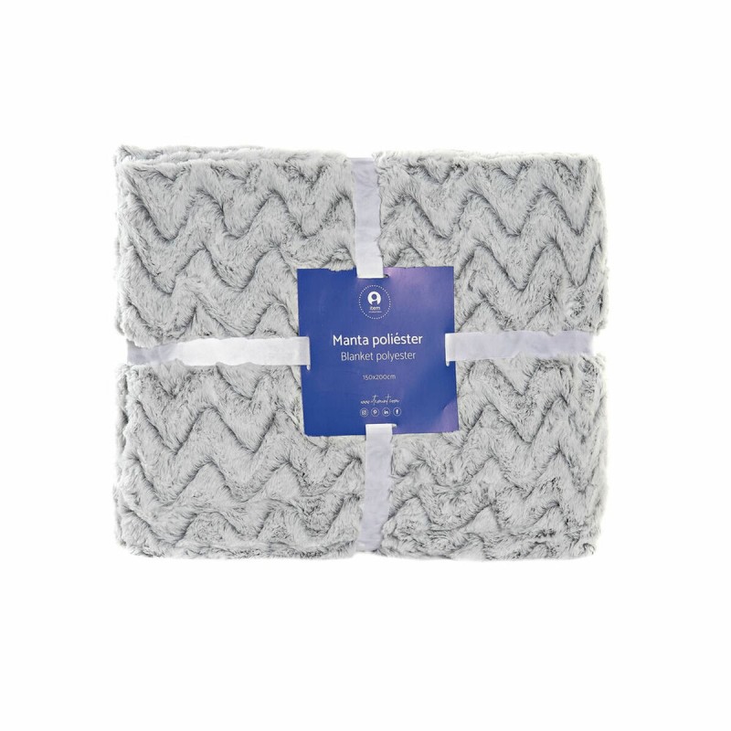 Couverture DKD Home Decor Zigzag Gris Bicolore (150 x 200 x 2 cm) - Acheter à 29,59 € seulement chez Collector's Boutique