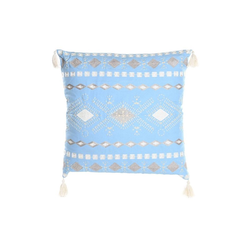 Coussin DKD Home Decor Bleu Polyester Coton Blanc (60 x 20 x 60 cm) - Acheter à 36,46 € seulement chez Collector's Boutique