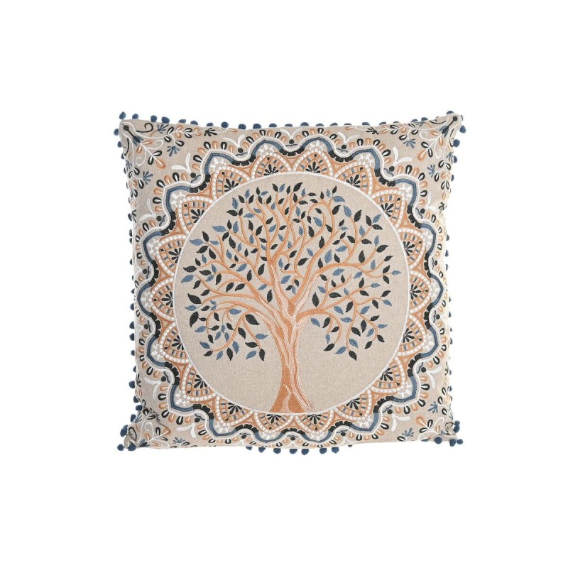 Coussin DKD Home Decor Arbre Bleu Polyester Coton Aluminium Jaune Marron Clair (60 x 20 x 60 cm) - Acheter à 36,46 € seulement c