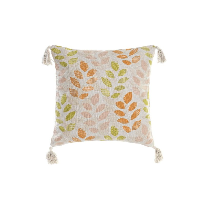 Coussin DKD Home Decor Beige Polyester Coton Aluminium Multicouleur Feuille d'une plante (45 x 10 x 45 cm) - Acheter à 22,73 € s