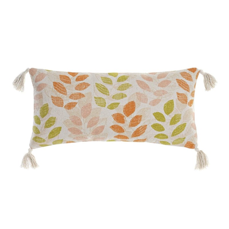 Coussin DKD Home Decor Beige Polyester Coton Aluminium Multicouleur Shabby Chic Feuille d'une plante (60 x 10 x 30 cm) - Acheter