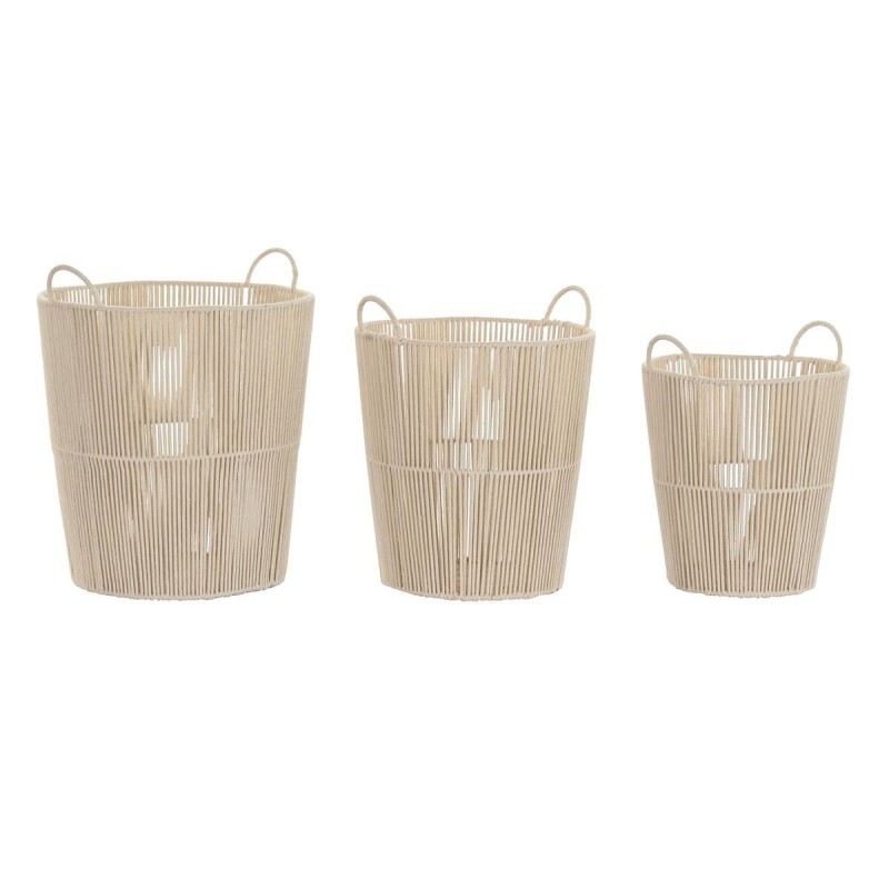 Set de basket DKD Home Decor Beige Métal Coton (42 x 42 x 51 cm) - Acheter à 95,65 € seulement chez Collector's Boutique