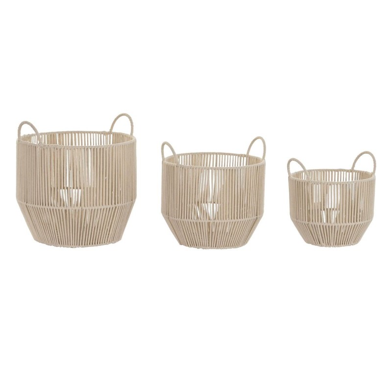 Set de basket DKD Home Decor Beige Métal Coton (35 x 35 x 36 cm) - Acheter à 57,14 € seulement chez Collector's Boutique