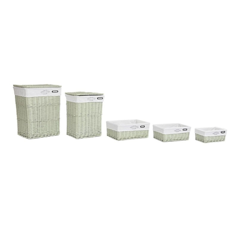 Set de basket DKD Home Decor Polyester Vert osier (44 x 34 x 56 cm) - Acheter à 131,74 € seulement chez Collector's Boutique