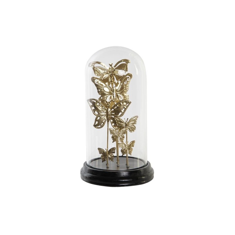 Figurine Décorative DKD Home Decor Verre Noir Doré Métal Papillons (18,5 x 18,5 x 32,5 cm) - Acheter à 67,33 € seulement chez Co