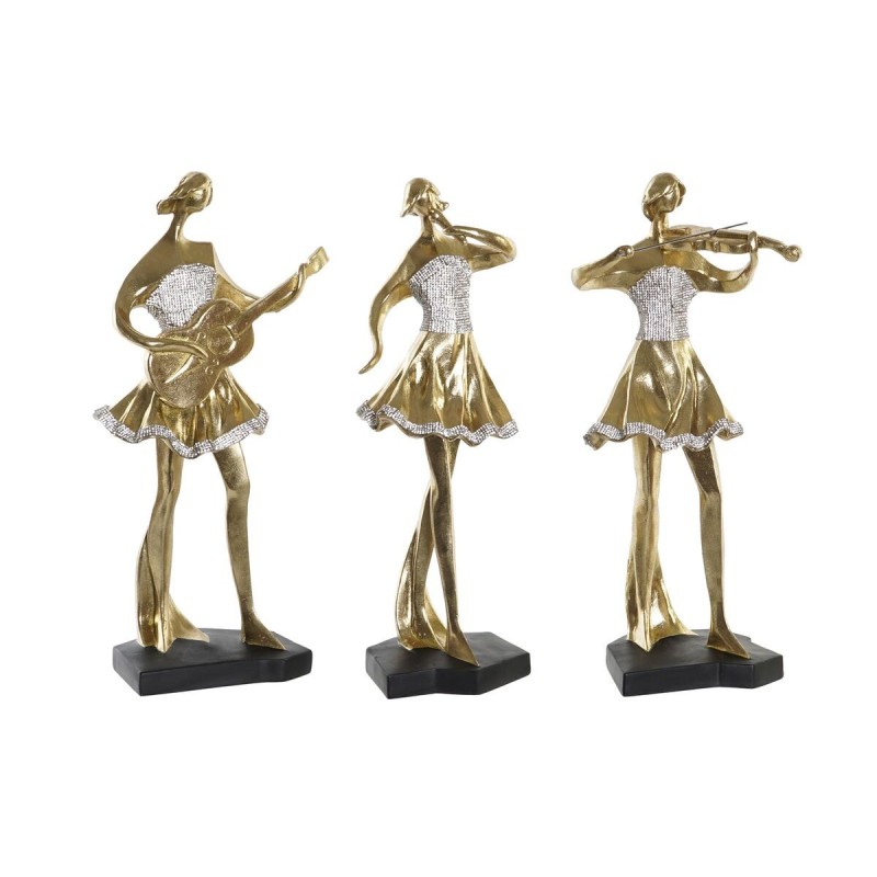 Figurine Décorative DKD Home Decor Musique Ballerine Doré Résine (20 x 12 x 41,5 cm) (3 Unités) - Acheter à 109,66 € seulement c