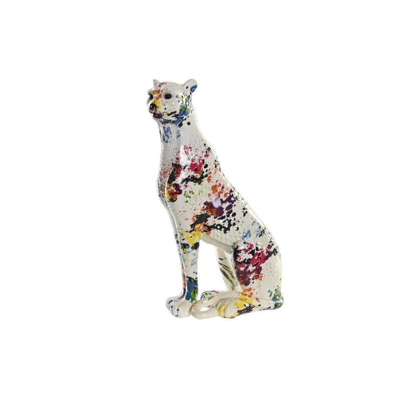 Figurine Décorative DKD Home Decor Blanc Léopard Résine Multicouleur Moderne (16 x 8 x 25 cm) - Acheter à 19,43 € seulement chez