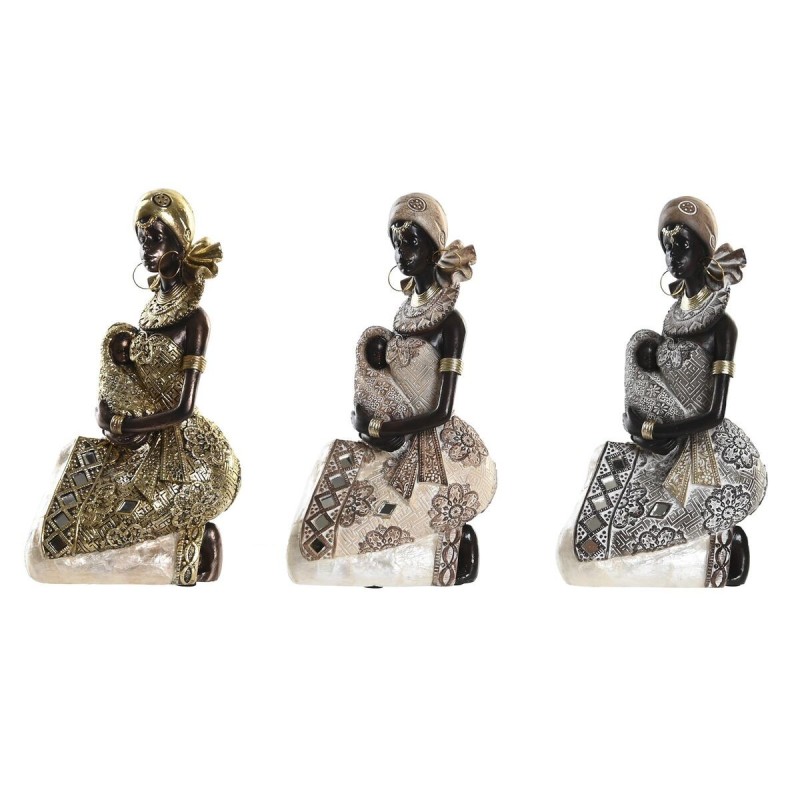 Figurine Décorative DKD Home Decor Gris Beige Doré Résine Colonial Africaine (11,5 x 7,5 x 20 cm) (3 Unités) - Acheter à 42,54 €