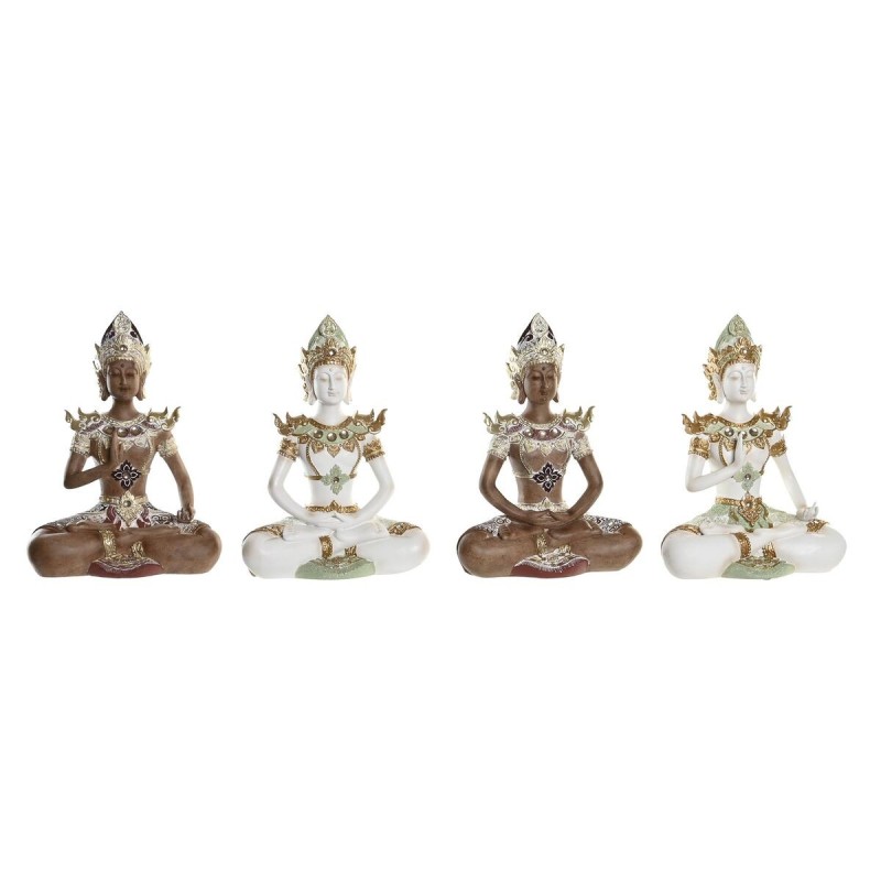 Figurine Décorative DKD Home Decor Marron Buda Blanc Résine Oriental (20,5 x 10,5 x 28,5 cm) (4 Unités) - Acheter à 97,76 € seul