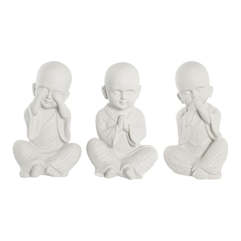 Figurine Décorative DKD Home Decor Finition vieillie Blanc Moine Oriental Magnésium (24 x 22 x 39 cm) (3 Unités) - Acheter à 94,