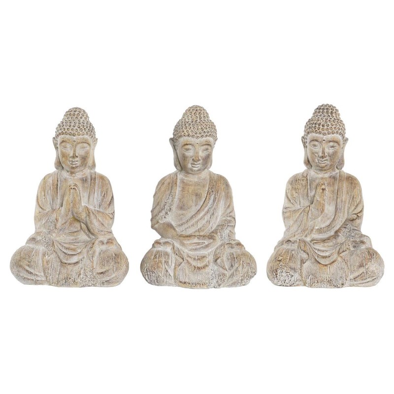 Figurine Décorative DKD Home Decor Finition vieillie Doré Marron Buda Oriental Magnésium (30,5 x 24 x 45 cm) (3 Unités) - Achete