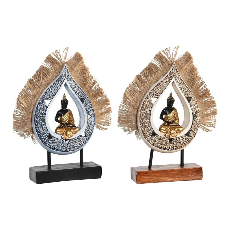 Figurine Décorative DKD Home Decor Beige Bleu Buda Résine Oriental Jute (18,5 x 5,6 x 30,5 cm) (2 Unités) - Acheter à 53,62 € se