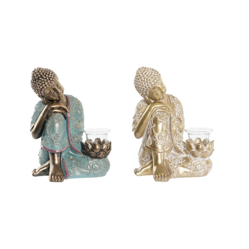 Figurine Décorative DKD Home Decor Verre Doré Buda Vert Résine Oriental (17 x 14,5 x 23,7 cm) (2 Unités) - Acheter à 43,92 € seu