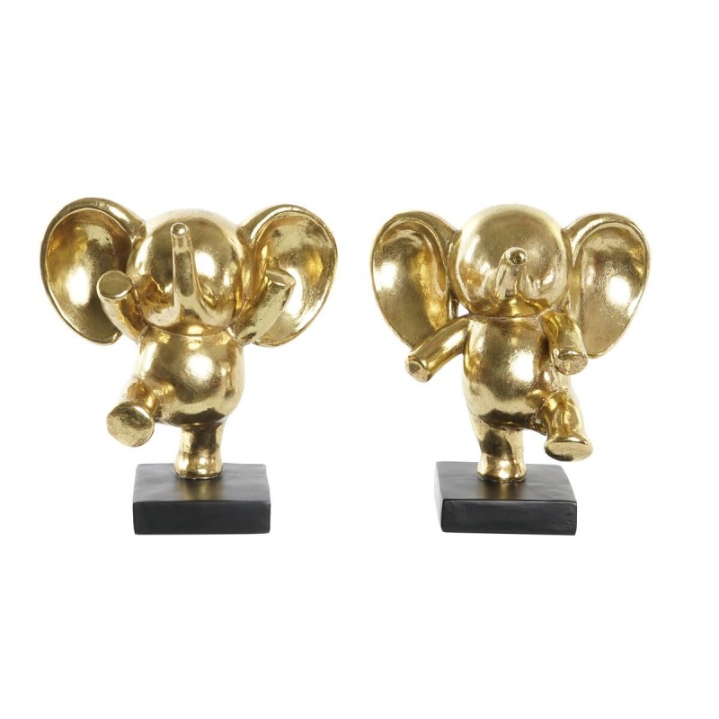 Figurine Décorative DKD Home Decor Eléphant Noir Doré Résine (19 x 14 x 20,5 cm) (2 Unités) - Acheter à 40,73 € seulement chez C