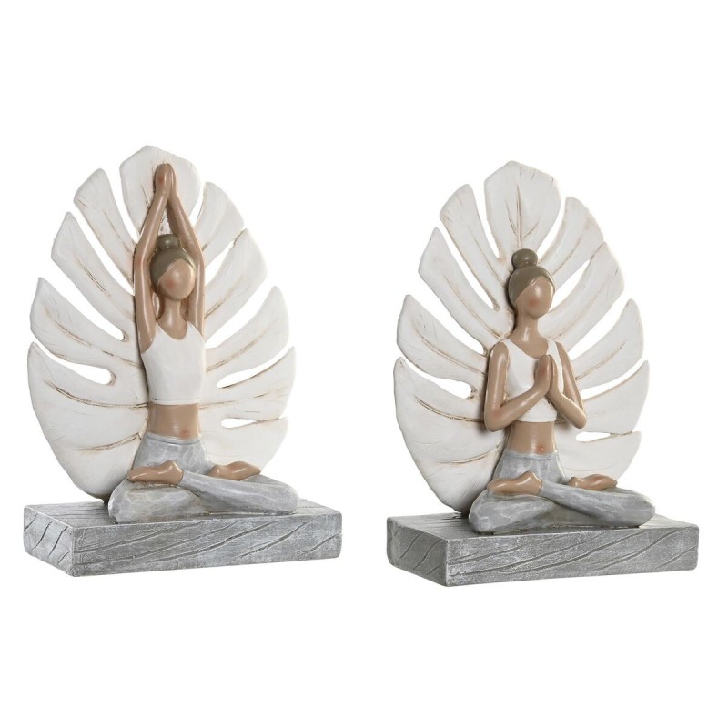 Figurine Décorative DKD Home Decor Gris Blanc Résine Yoga Moderne (16 x 7,5 x 21 cm) (2 Unités) - Acheter à 41,52 € seulement ch