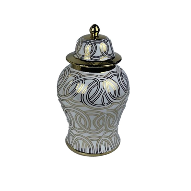 Vase DKD Home Decor Porcelaine Doré Blanc Oriental (17 x 17 x 31 cm) - Acheter à 46,75 € seulement chez Collector's Boutique